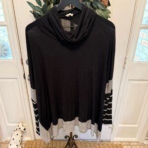 Bibi Colorblock Mixed Stripe Oversized Soft Jersey Knit  Cowl Neck Top S